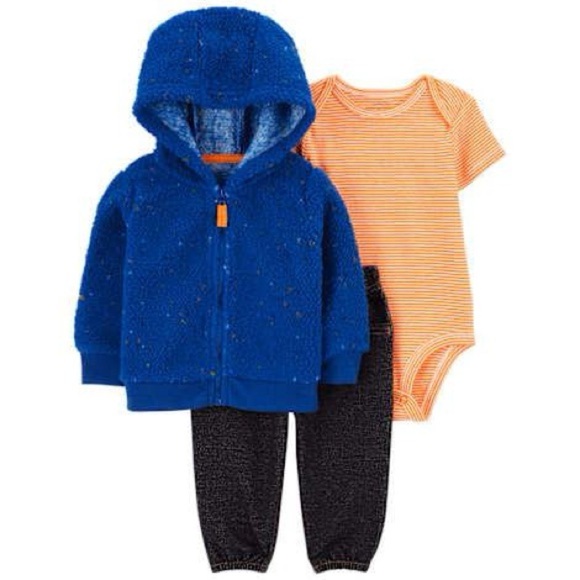 Carter's Other - Carter's Vibrant Blue Hoodie Set with Orange Bodysuit